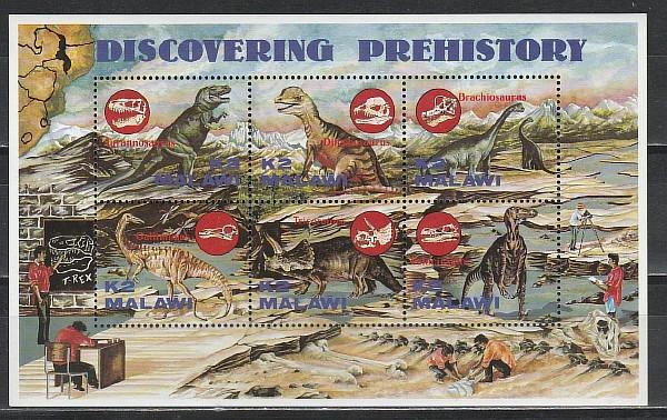 Малави 1993, Динозавры, блок)